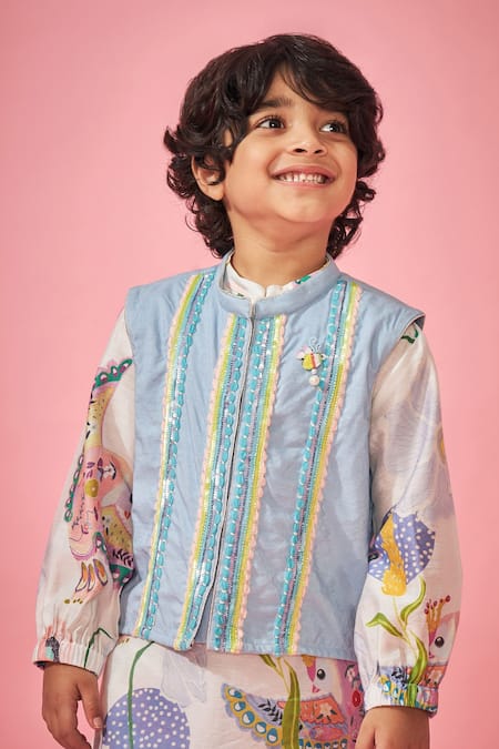 Buy_Joey & Pooh_White , , Embroidery Floral Print Kurta Set 