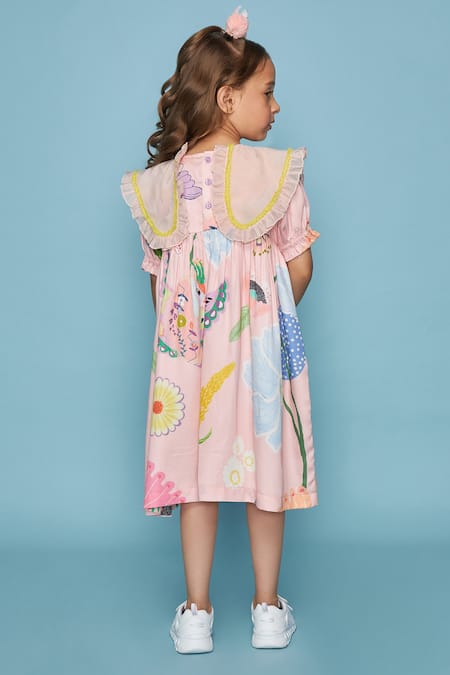 Joey & Pooh Pink Embroidered Dress  