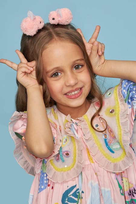 Buy_Joey & Pooh_Pink Chanderi, Viscose, Cotton, Shantoon Embroidery Dress _Online_at_Aza_Fashions