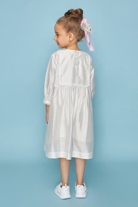Joey & Pooh White Embroidered Dress  