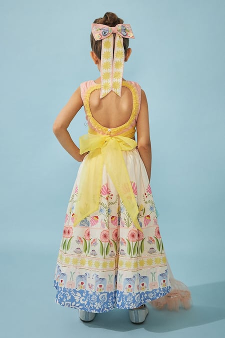 Joey & Pooh Embroidered Off-White Lehenga Set 