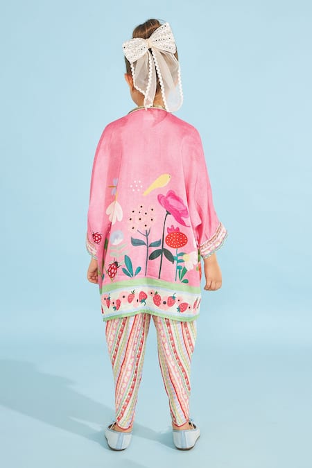 Joey & Pooh Pink Floral Tunic & Trousers Set 