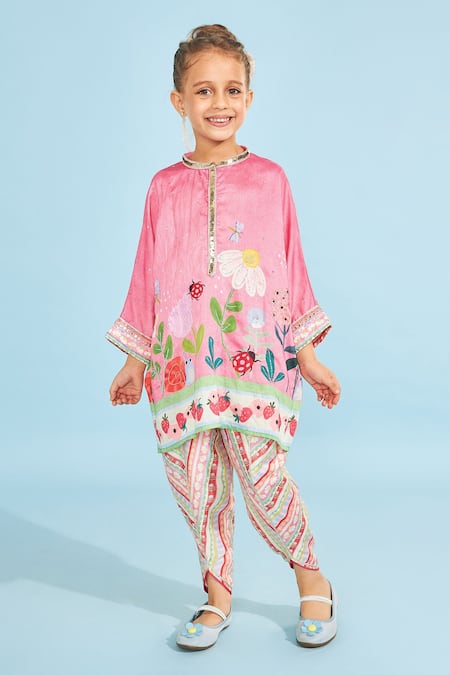Joey And Pooh Pink Floral Tunic & Trousers Set 
