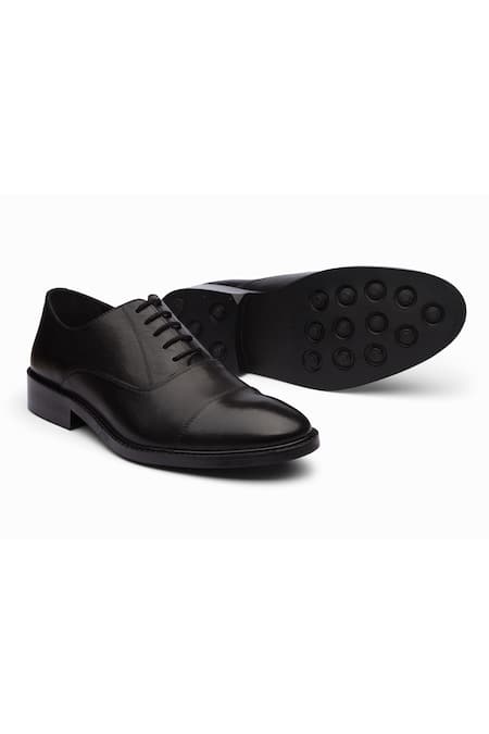Dapper Shoes Handmade Black Cap Toe Oxford Shoes 
