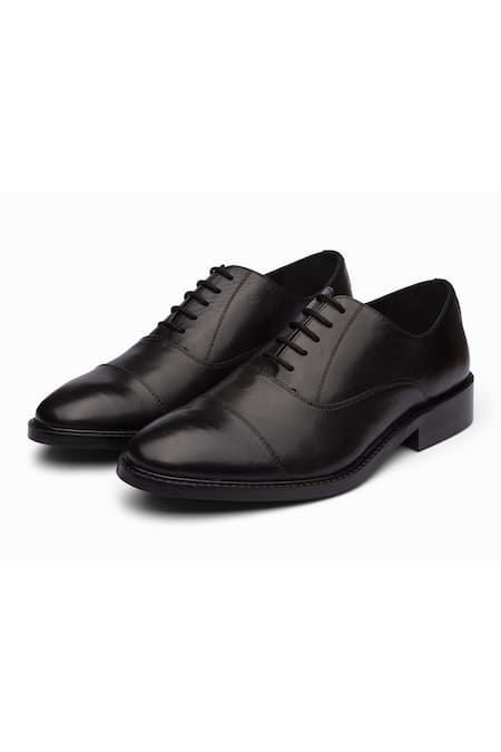 Dapper Shoes Handmade Black Cap Toe Oxford Shoes 