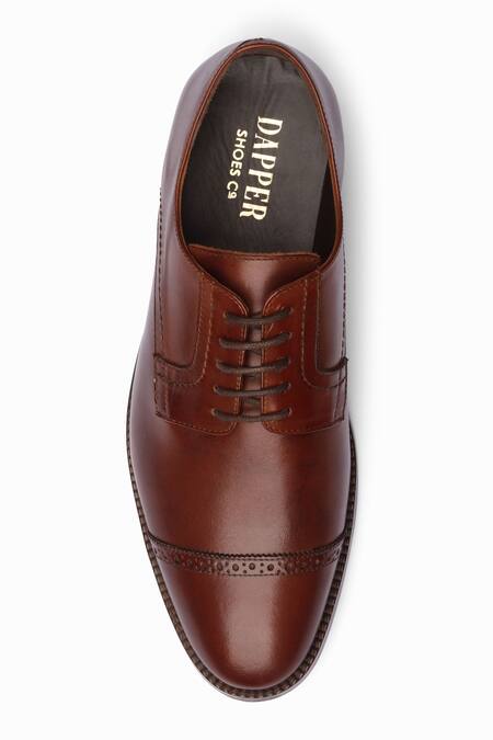 Shop Dapper Shoes Brown Cap Toe Derby Shoes Online at Aza Fashions Shop_Dapper Shoes_Brown Cap Toe Derby Shoes _Online_at_Aza_Fashions