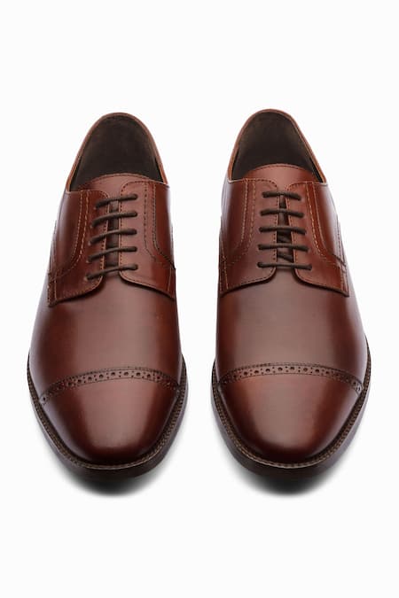 Dapper Shoes Brown Cap Toe Derby Shoes at Aza Fashions Dapper Shoes_Brown Cap Toe Derby Shoes _at_Aza_Fashions