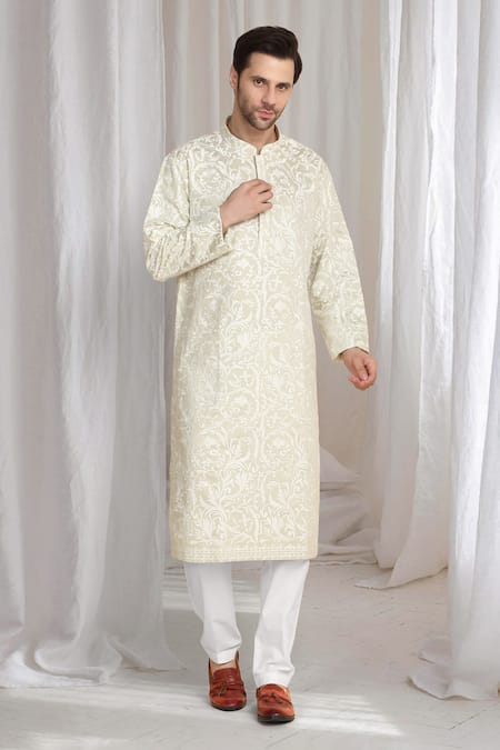 Aham-Vayam Flora Thread Embroidered Kurta