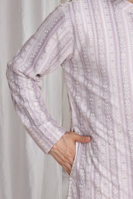 Buy_Aham-Vayam_Purple Cotton Embroidery Kurta With Dupatta 