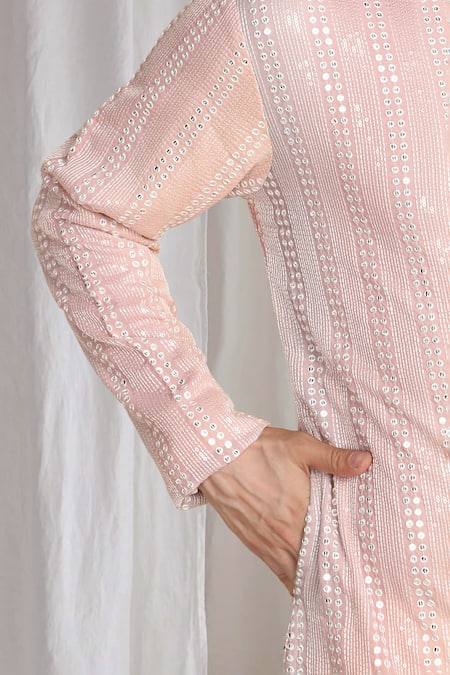 Buy_Aham-Vayam_Coral Cotton Embroidery Ombre Kurta With Dupatta 