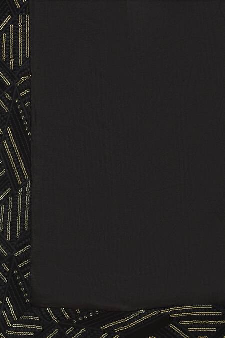 Shop Aham-Vayam Black Cotton Embroidery Geometric Thread Kurta With Dupatta Shop_Aham-Vayam_Black Cotton Embroidery Geometric Thread Kurta With Dupatta