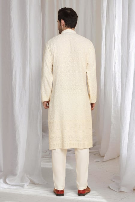 Aham-Vayam Thread Embroidered Kurta & Dupatta Set 