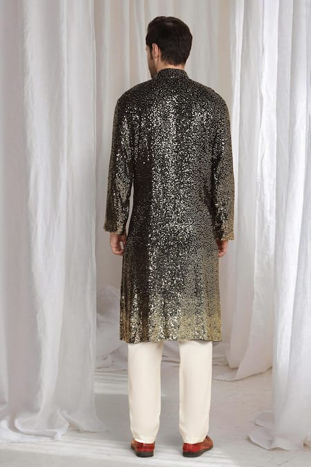 Aham-Vayam Sequin Ombre Embroidered Kurta With Dupatta 