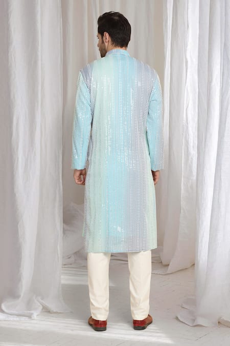 Aham-Vayam Ombre Embroidered Kurta With Dupatta 