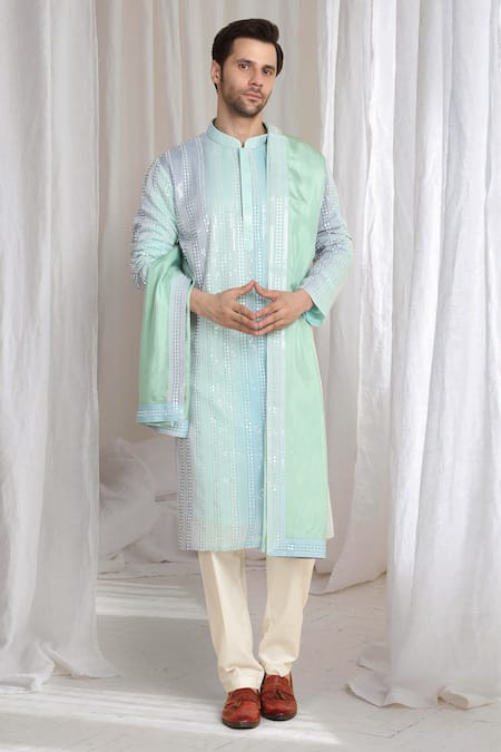 Aham-Vayam Ombre Embroidered Kurta With Dupatta 
