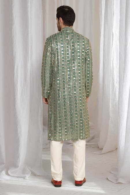 Aham-Vayam Golden Thread Embroidered Kurta & Dupatta 