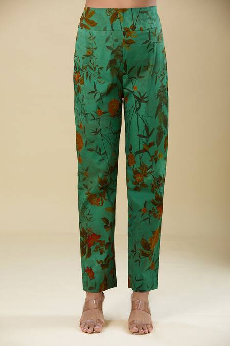 Anamika Khanna Green Embroidery Round Neck Deep Sea Printed Kurta Set at Aza Fashions Anamika Khanna_Green Embroidery Round Neck Deep Sea Printed Kurta Set_at_Aza_Fashions