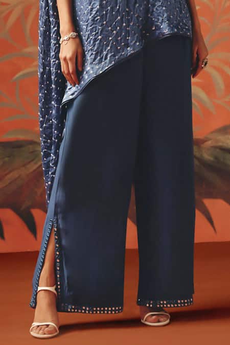 Twenty Nine_Blue Tulle, Satin Twilight Pant _at_Aza_Fashions