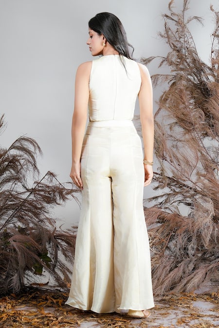 Rirasa Kamini Ivory Embroidered Top & Sharara Pant Set 