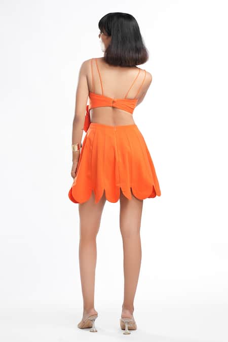 Ahi Clothing X AZA Audrey Mandarin 3D Flower Scallop Mini Dress 