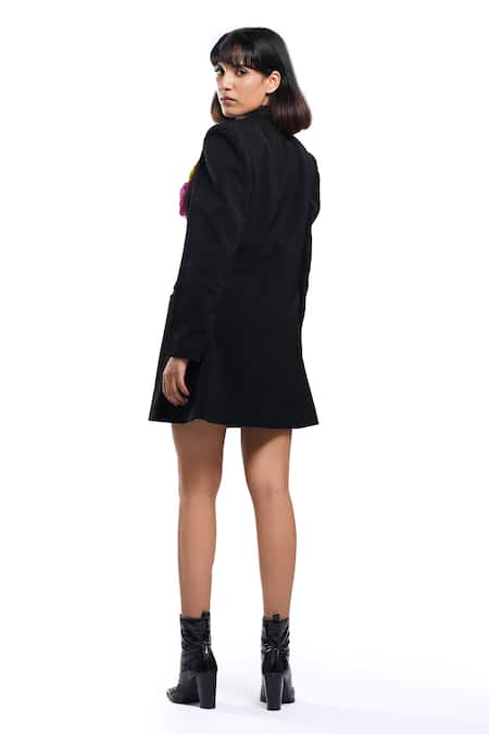 Ahi Clothing X AZA Willow Bloom Black 3D Flower Coat Dress 