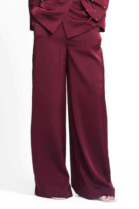 Buy Ahi Clothing X AZA Maroon Satin, Crepe Mackenzie Purple Shimmer Coat And Pant Set Online at Aza Fashions Buy_Ahi Clothing X AZA_Maroon Satin, Crepe Mackenzie Purple Shimmer Coat And Pant Set _Online_at_Aza_Fashions
