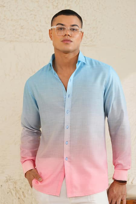 Buy_Eleven Brothers_Blue Linen Pastel Drift Shirt _Online_at_Aza_Fashions