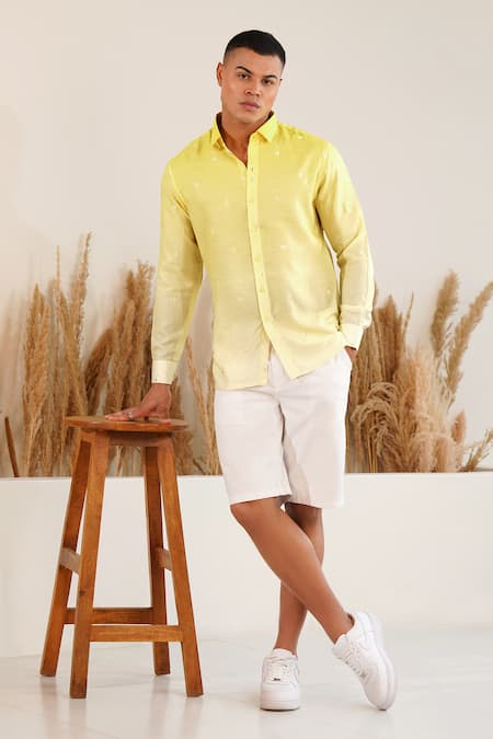 Eleven Brothers Yellow Linen Embroidery Duck Duty Shirt