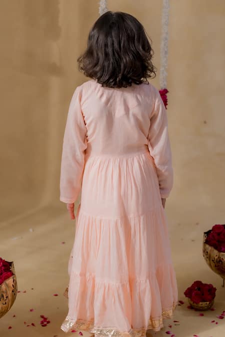 MR Brat Meher Pink Tiered Mulmul Kurta Set 