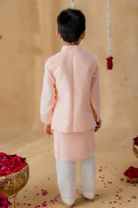 MR Brat Peach Chakri Nehru Jacket Set 