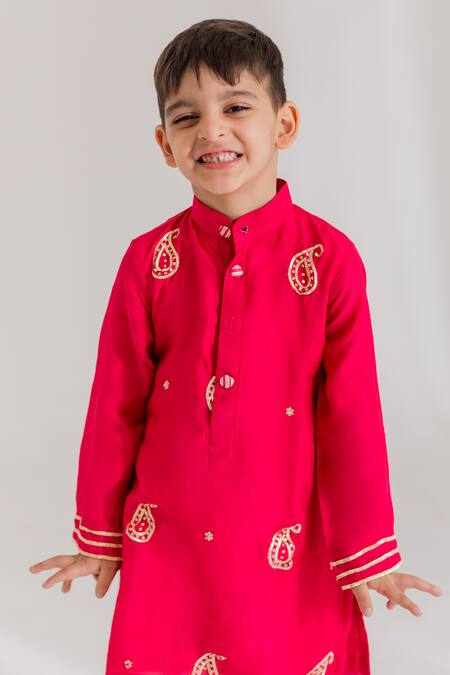 Buy_MR Brat_Pink Muslin, Cotton Embroidery _Online_at_Aza_Fashions