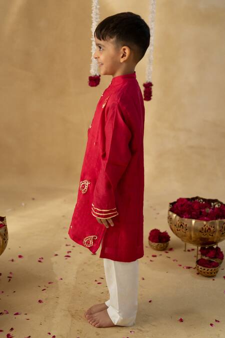 Shop_MR Brat_Pink Muslin, Cotton Embroidery _Online_at_Aza_Fashions