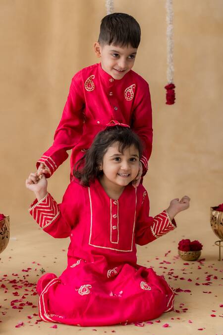 MR Brat_Pink Muslin, Cotton Embroidery _at_Aza_Fashions