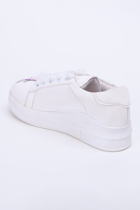 The Saree Sneakers_White Blossom Belle Sneakers _Online_at_Aza_Fashions