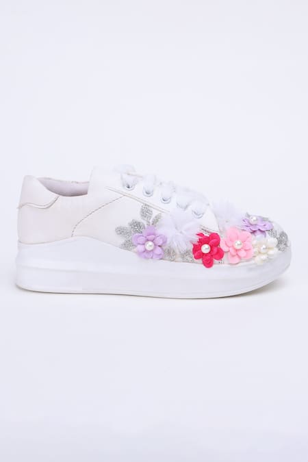 Buy_The Saree Sneakers_White Blossom Belle Sneakers _Online_at_Aza_Fashions