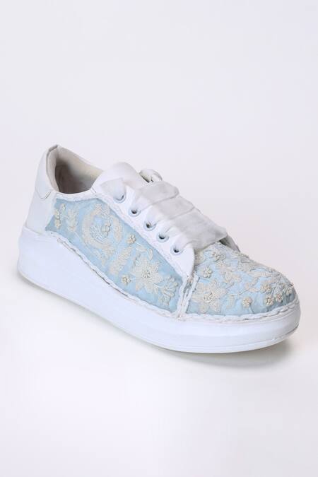 Buy_The Saree Sneakers_Sky Blue Dream Designer _Online_at_Aza_Fashions