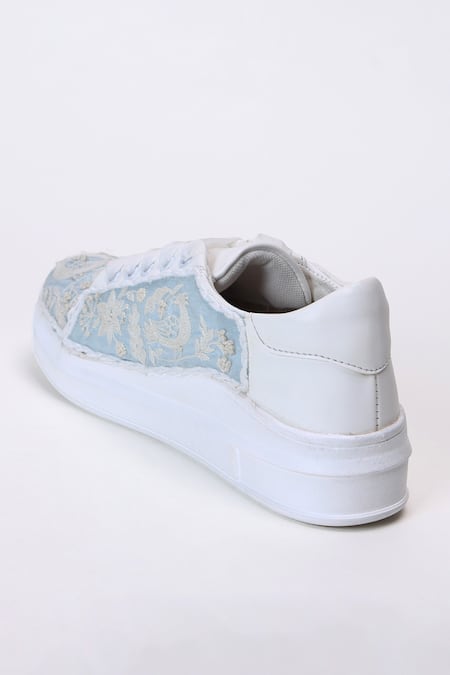 Shop_The Saree Sneakers_Sky Blue Dream Designer _Online_at_Aza_Fashions