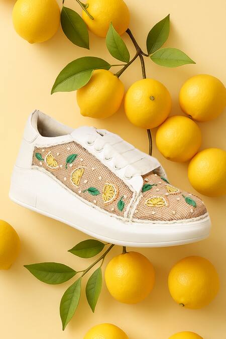 Shop_The Saree Sneakers_Beige Lemon Zest Sneakers 