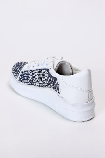Buy_The Saree Sneakers_Blue Denim Katha Sneakers _Online_at_Aza_Fashions