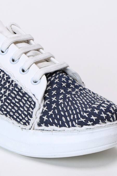 Buy_The Saree Sneakers_Blue Denim Katha Sneakers 