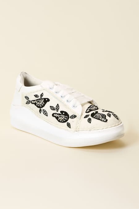 The Saree Sneakers Blackbird Embroidered Sneakers 