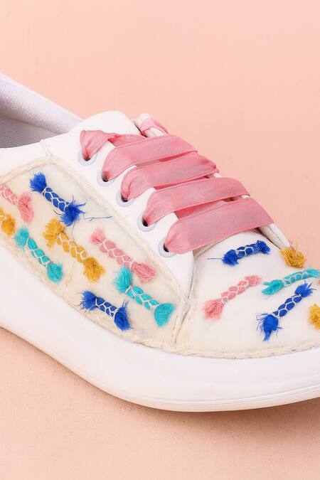 The Saree Sneakers_White Candy Pop Sneakers  _Online_at_Aza_Fashions