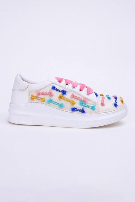 Buy_The Saree Sneakers_White Candy Pop Sneakers  _Online_at_Aza_Fashions