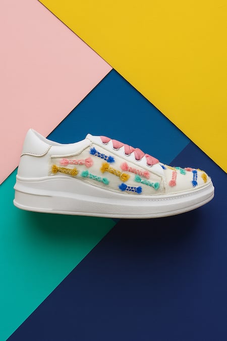 Shop_The Saree Sneakers_White Candy Pop Sneakers  _Online_at_Aza_Fashions