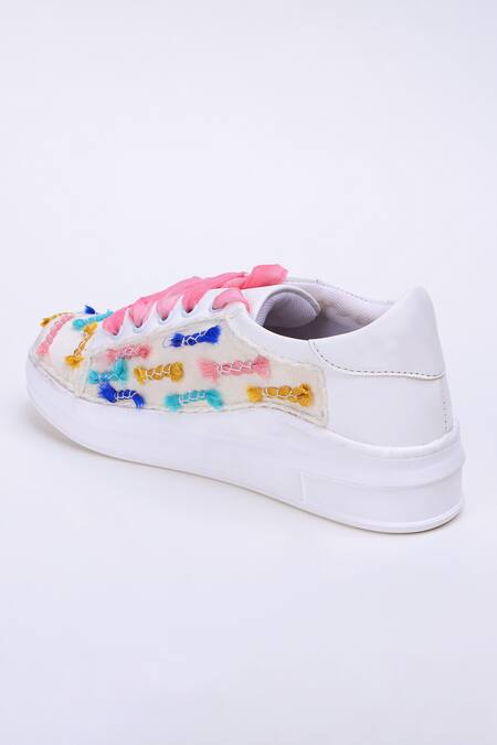 Buy_The Saree Sneakers_White Candy Pop Sneakers  