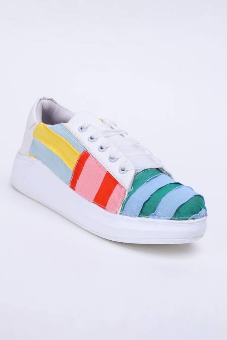 Buy_The Saree Sneakers_Multi Color Patchwork Sneakers _Online_at_Aza_Fashions