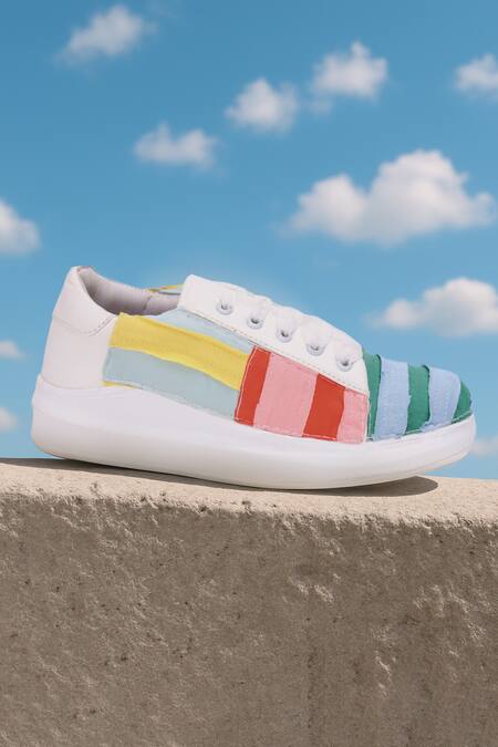 The Saree Sneakers_Multi Color Patchwork Sneakers _at_Aza_Fashions
