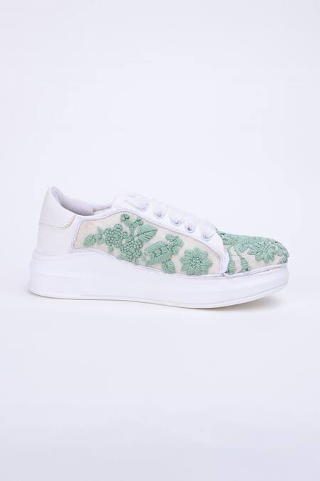 The Saree Sneakers_Mint Bloom Sneakers _Online_at_Aza_Fashions