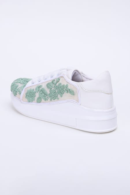 Shop_The Saree Sneakers_Mint Bloom Sneakers _Online_at_Aza_Fashions