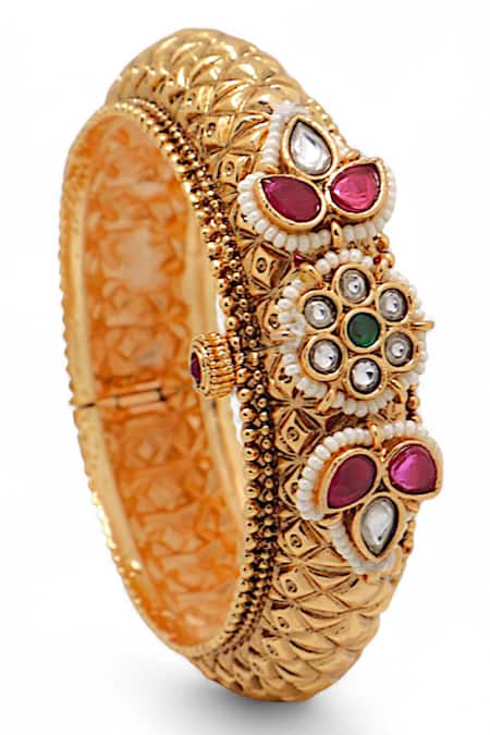 Tad Accessories Gold Finish Kundan Polki Bangle 